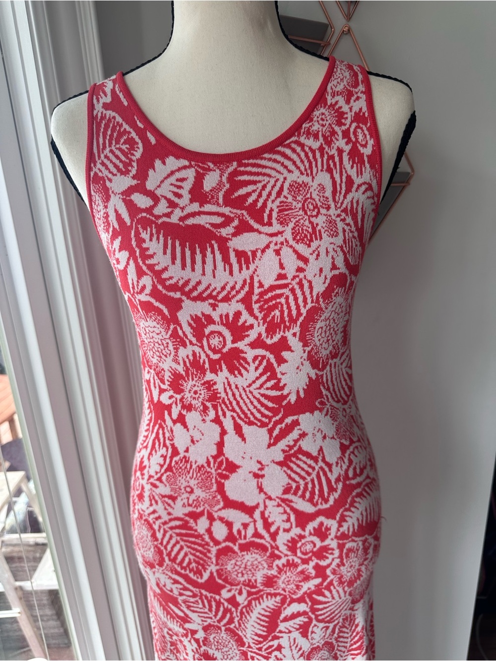 Tommy Bahama Coral Pink and White Del Lago Floral Maxi Knit Dress Size XS - Picture 2 of 9